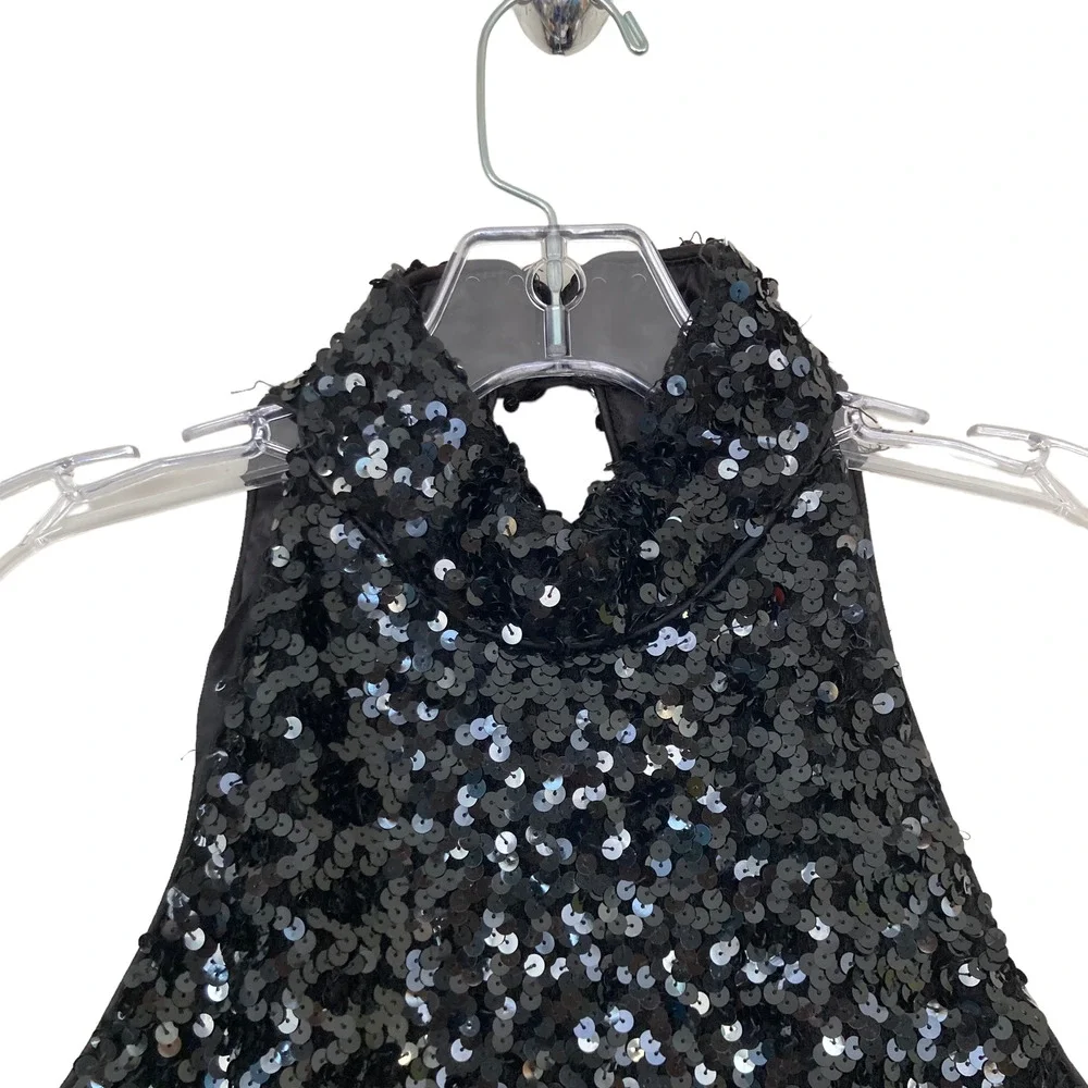 Vintage Hollywood Nites Black Sequin Mini Dress - Picture 2 of 6